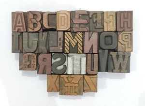 Vintage Letterpress 26 A To Z Letters Wood Type Printers Block Collection#Tx-111 - Picture 1 of 12