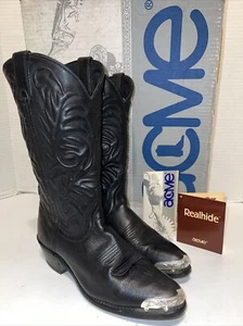 Vintage ACME Women's 6.5 M Tallahassee Black Snip Toe Western Cowboy Boots Shoes - Picture 1 of 6