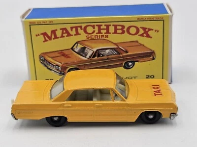 Chevrolet Impala Taxi Cabina Vintage Matchbox Lesney Nº 20 con Caja Original Como Nuevo Foto 1 de 4
