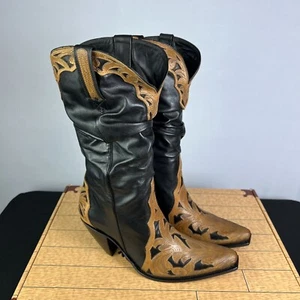 Lucchese Charlie Horse Women’s 7.5B Gold Triad Lazer Slouch Cowboy Boots NEW - Picture 1 of 10