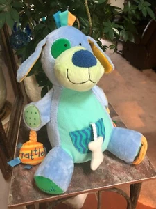 Manhattan Toy BABY PEEK  SQUEAK BLUE PUPPY DOG 12" Plush STUFFED ANIMAL Toy - Picture 1 of 8