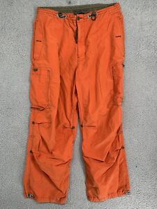 Vintage Abercrombie & Fitch Paratrooper Cargo Pants Adult L Orange Baggy T-2083