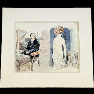 aquarelle dessin encre de chine signé R. Desboeuf femme modèle - Picture 1 of 8