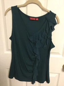 Elle ärmelloses Tanktop mit Rüschen und V-Ausschnitt ~ türkis ~ Medium ~ neu ohne Etikett - Bild 1 von 3