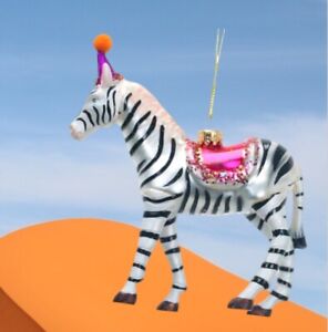 Zebra Glass Ornament - Carnival Zoo Pink Animal Princess Horse Girls Birthday