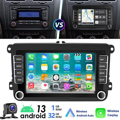 Autoradio Android 13 Carplay GPS WiFi RDS +CAM Per VW GOLF 5 6 Polo Caddy Touran - Immagine 1 di 4