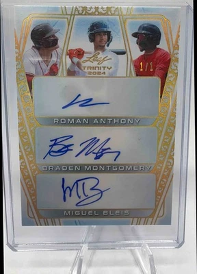 2024 Leaf Trinity Roman Anthony Braden Montgomery Miguel Bleis Triple Auto 1/1!! - Image 1 of 2