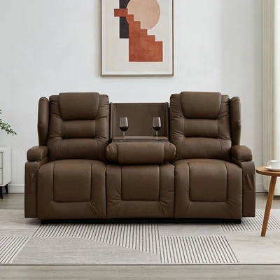 Sofás reclinables de 3 plazas Sofá reclinable eléctrico con consola Asientos de cine en casa Foto 1 de 4