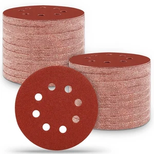 165 Stück 5 Zoll Schleifscheiben, 8 Loch Haken und Schlaufe Rund Schleifpapier 40/60/80/1... - Bild 1 von 7