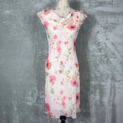 Vestido Vintage B. Darlin Y2K 3/4 Pequeño Estampado Floral Manga Gorra Forrada Cuello Capucha Foto 1 de 4