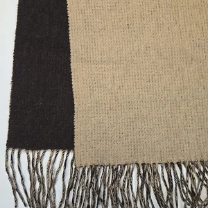 Andrew Noble Pure Cashmere Scarf Two Sided Brown Beige Fringe Wool - Picture 1 of 2