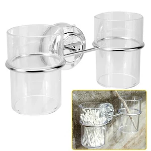 Premium Toothbrush and Tumbler Holder Stylish Suction Cup Installation No Rust - Picture 1 of 5