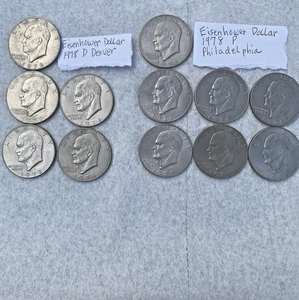 12 monedas Eisenhower Ike Bicentenario $1 dólar Liberty Eagle 5-1778 D y 7-1978 P - Imagen 1 de 22