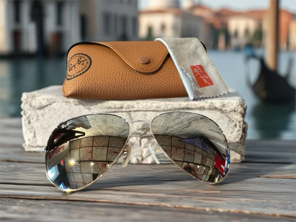 Gafas de sol Ray ban aviador, 3026, 62 mm grandes, marco plateado/lente espejo. Foto 1 de 4