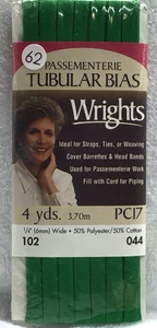 Wrights Passementerie Tubular Bias 102 Emerald 044 1/4"x4Yards Green - Picture 1 of 4