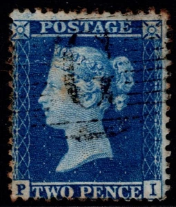 1857 GB Used in GIBRALTAR 2d Blue SG 35 Plate 6 PI Upright Strike GU Cat. £85.00 - Picture 1 of 1