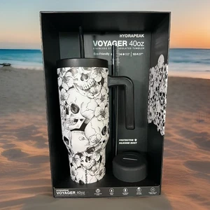 Hydrapeak Artisan Collection Totenkopf & Blumen Voyager 40 Unzen Stahlbecher - Bild 1 von 11