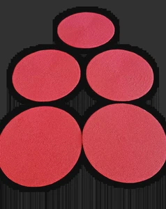 KIM SEYBERT Pink Glass Pebble Beaded 15" Round Placemat Statement EUC Set of 5 - Picture 1 of 6
