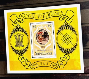 GB British Colony St Lucia Block of 1 Stamp 1981 Royal Wedding MNH QEII - Picture 1 of 1