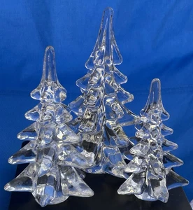 Vintage 3er Set Klarglas Weihnachtsbäume Figuren 6,25”, 5,25”, 4,25” - Bild 1 von 7