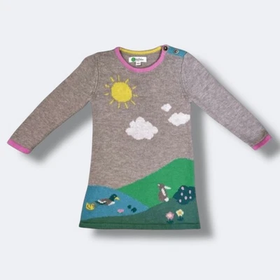 Vestido Suéter Baby Boden Niñas 6-12M Avena Marl Tejido Riverside Escena Cachemira Foto 1 de 4