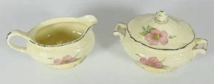 Vintage Homer Laughlin Virginia Rose Creamer And Sugar Bowl - Picture 1 of 5