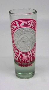 SOUVENIR CANCUN MEXICO AZTEC MAYAN CHICHEN ITZA PYRAMID DBL SHOT SHOOTER GLASS - Picture 1 of 2