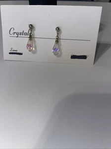 Tear  Drop Crystal Pierced Earrings  - Picture 1 of 2