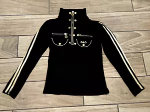Neu Gr. S - schwarzes Stretch-Langarmoberteil mit Viertelreißverschluss für Damen - Bild 1 von 1