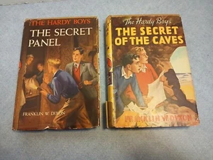 Hardy Boys 2 Book Lot 1946 Secret Panel 1929 Secret of the Caves w/Dust Jackets - Picture 1 of 16