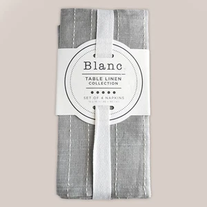 NEW Blanc Table Linen Collection Set of 4 Cotton Napkins 18 x 18 in Gray - Picture 1 of 4