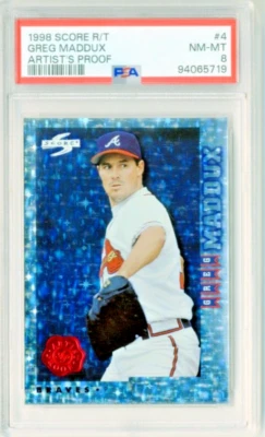 GREG MADDUX 1998 SCORE ARTIST PROOF BRAVES CARD #RTPP4 PSA 8 - Image 1 of 2