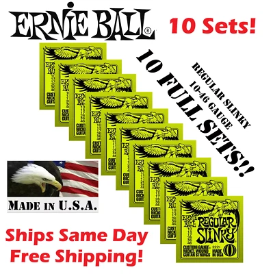 *10 УПАКОВОК ERNIE BALLREGULAR SLINKY СТРУНЫ ДЛЯ ЭЛЕКТРОГИТАРЫ 10-46 2221 (10 КОМПЛЕКТОВ)* - Изображение 1 из 4