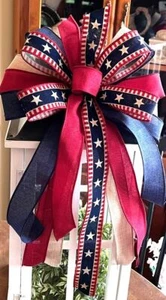 10" MEMORIAL DAY 4th JULY PATRIOTIC LABOR DAY VETERNS DAY BOW # 44 - Picture 1 of 4