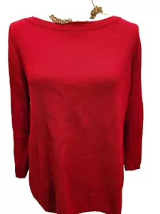 Nuevo con etiquetas Liz Claiborne Rojo Brillo Vacaciones Ligero Suéter Cuello Redondo Grande L - Imagen 1 de 6