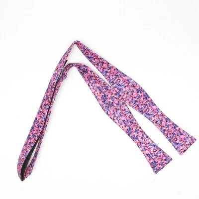 Gladson мужской шелковый галстук-бабочка ярко-розовый синий абстрактный узкий Италия узкий - Изображение 1 из 3