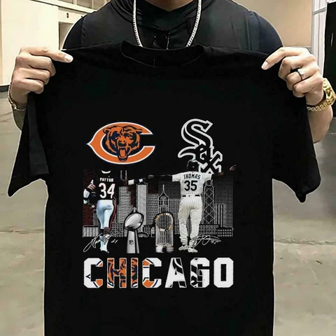 Chicago Bears Payton 34 Vs Chicago White Sox Thomas 35 signature shirt WO6801 Cover