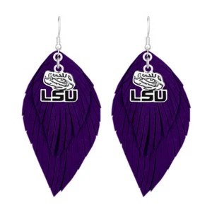 Pendientes boho LSU Tigers 43373 con cuero gamuza púrpura - Imagen 1 de 1