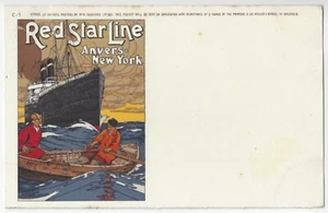 Postal publicitaria de barco de vapor Red Star Line 1906 - Anvers a Nueva York - Bélgica - Imagen 1 de 2