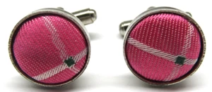 Gemelos plateados tela trasera bala redonda rosa para hombre ropa formal boda graduación - Imagen 1 de 4