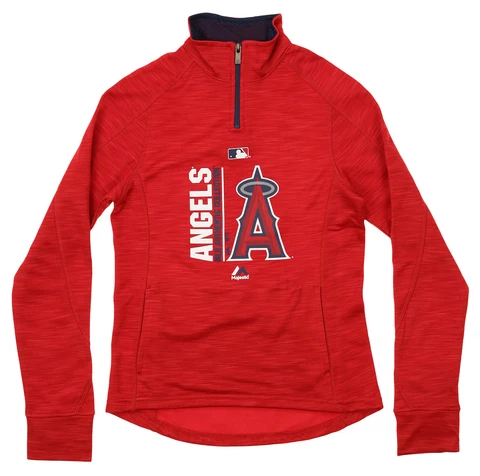 Majestic MLB Big Girls Los Angeles Angels AC Team Icon 1/4 Zip Fleece, Red Cover