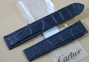 CARTIER Bracelet Crocodile Bleu Foncé / Dark Blue 20/18 mm - Picture 1 of 3