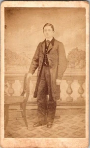 Young Man, Long Coat, Civil War Era, CDV Photo, c1860s, #3489 - Picture 1 of 2