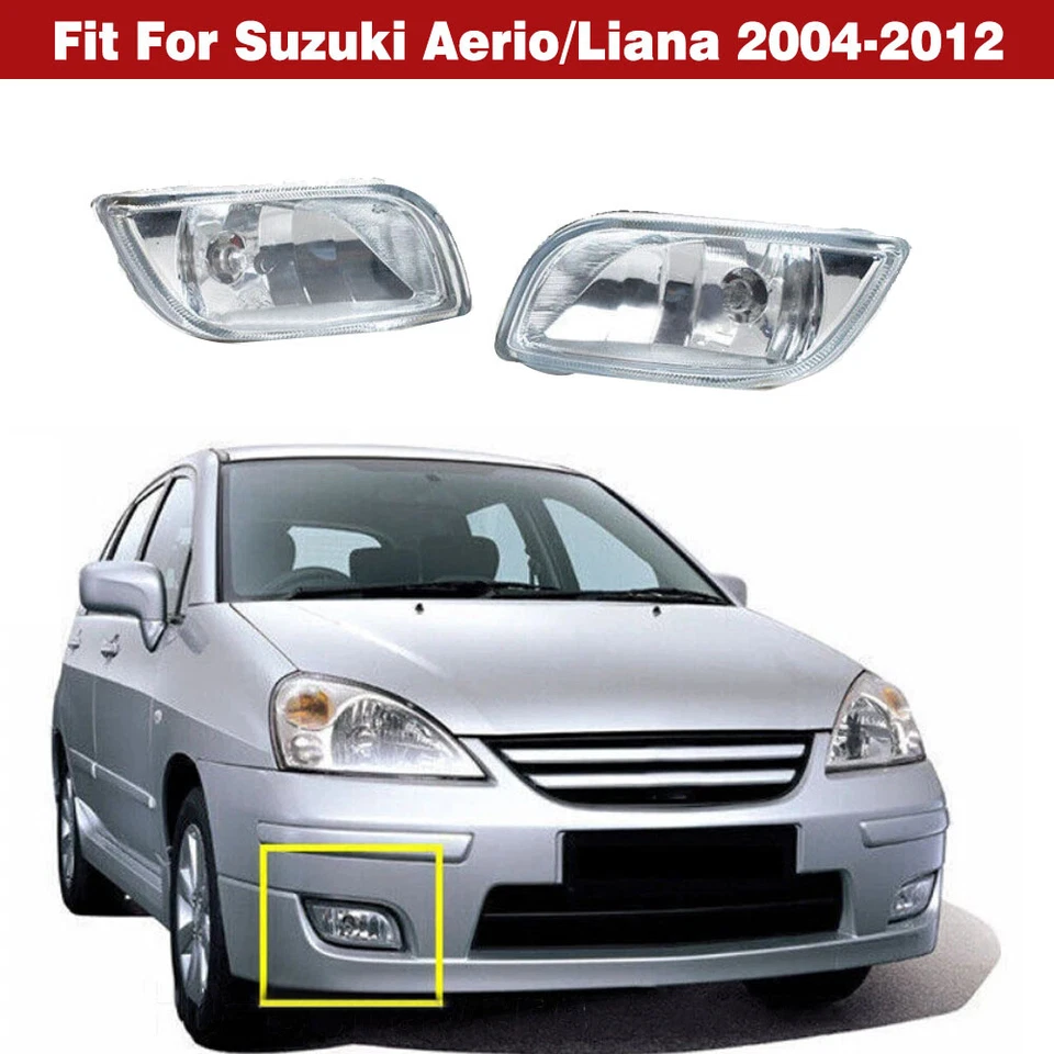 2x Luz antiniebla delantera parachoques foco lente transparente para Suzuki Aerio/Liana 2004-2012 Foto 1 de 4