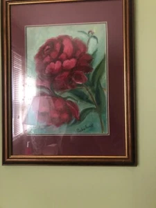 VINTAGE PAULINE WRIGHT GEMÄLDE VON ROSEN - Bild 1 von 3