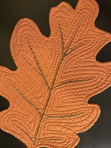 (4) Autumn Fall Oak Leaf Placemats Orange Red Embroidered 100% Cotton 22” x 14” - Picture 1 of 9