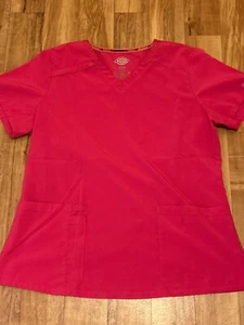 Dickies Stretch Essentials Pink Womens Size Large Scrub Top Style DK615 Pockets - Picture 1 of 6