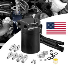 Oil Catch Can Kit Black Reservoir Tank Engine Polish Baffled Aluminum Universal