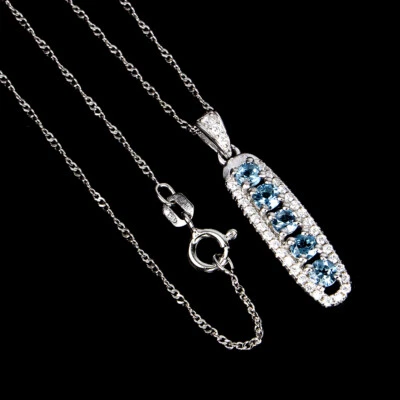 Collar de plata de ley 925 redondo topacio azul Londres 3 mm joyas de piedras preciosas 18 Foto 1 de 4