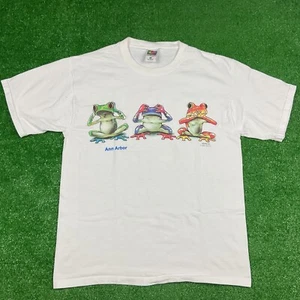 Ann Arbor lustiges Frösche Delfin Shirt Big Print Natur weiß Größe M - Bild 1 von 6